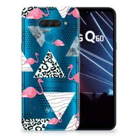 LG Q60 TPU Hoesje Flamingo Triangle - thumbnail