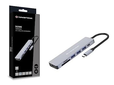 Conceptronic donn19g 7-in-1 usb 3.2 gen 1 docking station, hdmi, usb-a 3.0 x 3, sd, tf/microsd, 100w
