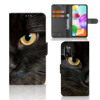 Samsung Galaxy A41 | Telefoonhoesje | Met pasjeshouder | Zwarte Kat