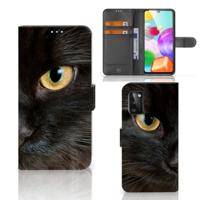 Samsung Galaxy A41 | Telefoonhoesje | Met pasjeshouder | Zwarte Kat - thumbnail
