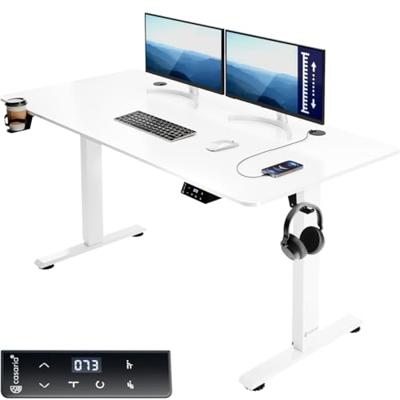 Zit sta Bureau In hoogte verstelbaar wit 140x60x73-118cm Zit sta Bureau In hoogte verstelbaar wit 140x60x73-118cm