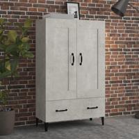 Hoge kast 70x31x115 cm bewerkt hout betongrijs - thumbnail