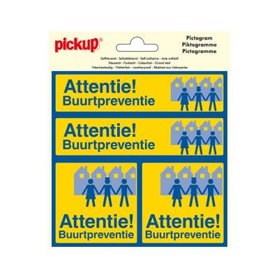 Sticker Attentie buurtpreventie - 150x150 mm 4 stuks.