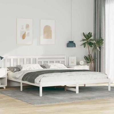 Bedframe met hoofdeinde Wit 180 x 200 cm Massief grenenhout