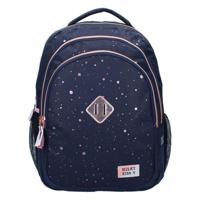 Milky Kiss rugzak divine days donkerblauw met roze stippen, 3-vaks - thumbnail