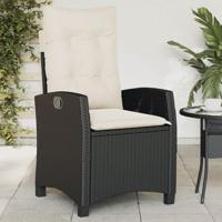 Tuinstoelen 2 st verstelbaar met kussens poly rattan zwart - thumbnail