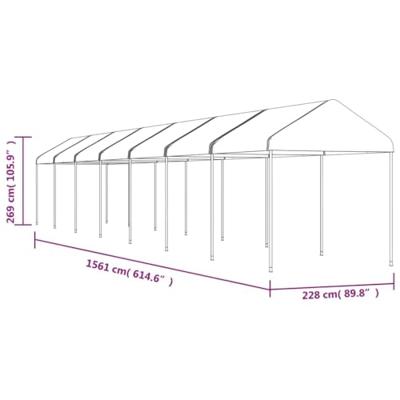 Prieel met dak 15,61x2,28x2,69 m polyetheen wit