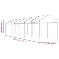 Prieel met dak 15,61x2,28x2,69 m polyetheen wit - thumbnail