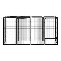 VidaXL Hondenkennel 10 panelen 50 x 100 cm gepoedercoat staal zwart - thumbnail