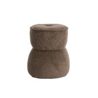 Light & Living Poef 'Leyla' Chenille, kleur Bruin - thumbnail
