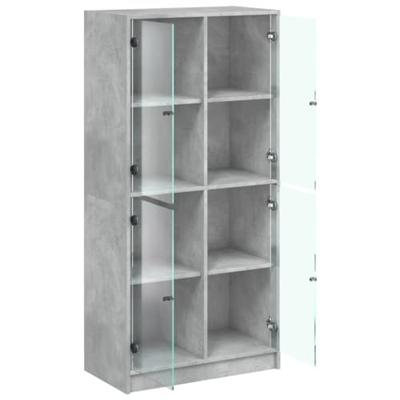 Hoge kast met deuren 68x37x142 cm bewerkt hout betongrijs