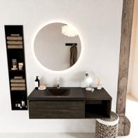 MONDIAZ BUKLA 120cm badmeubel met open module 40 kleur Dark Brown met 1 lade. Wastafel CLOUD links 1 kraangat kleur Urban. - thumbnail