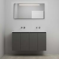 On-Line Badkamermeubelset - 120 cm - Bouwpakket - Greeploze Ladestructuur - Acryl Wastafel - zonder Kraangat - Spiegel met LED-Verlichting - Mat Antraciet - thumbnail