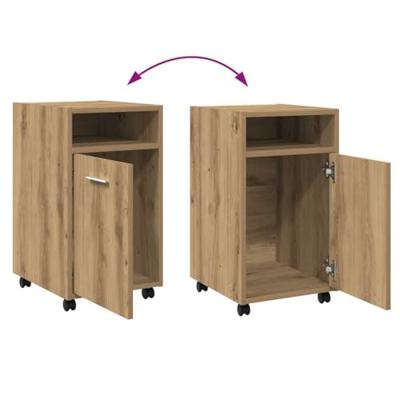 Kast met wielen 33x38x60 cm bewerkt hout artisanaal eikenkleur Kast met wielen 33x38x60 cm bewerkt hout artisanaal eikenkleur