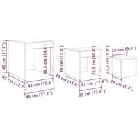 3-delige Tafeltjesset bewerkt hout oud houtkleurig - thumbnail