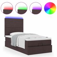 Ottoman bed met matras en LED's 140x200cm stof donkerbruin - thumbnail