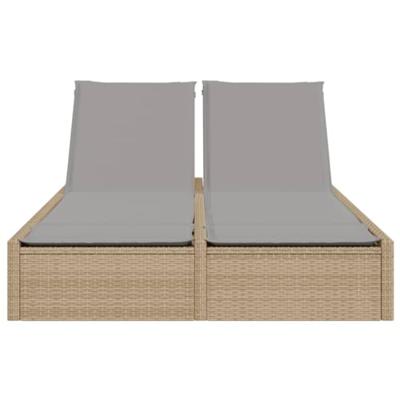 Ligbed 2-persoons met kussens poly rattan beige