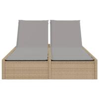 Ligbed 2-persoons met kussens poly rattan beige - thumbnail