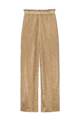 Like Flo Zomer broek meisjes Goud - plisse metallic + elastische tailleband - Flora