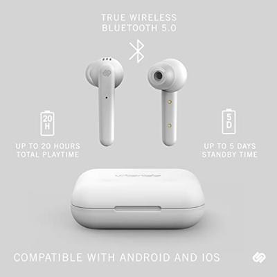 Urbanista Paris True Wireless Oortelefoon 20u speeltijd draaloze oplaadcase en bluetooth 5.0, ruisonderdrukkende koptelefoon met touch controls, ingebouwde microfoon, compatibel met Android en iOS - wit