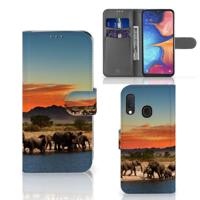 Samsung Galaxy A20e | Telefoonhoesje | Met pasjeshouder | Olifanten - thumbnail