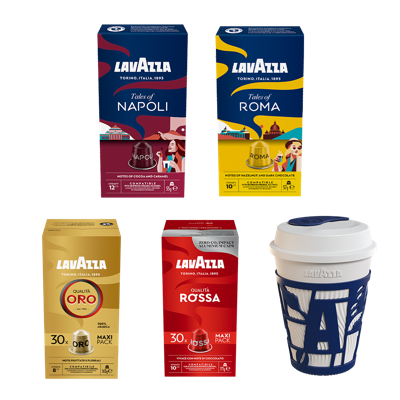 Proefpakket Lavazza - 80 koffiecapsules + Travelmug