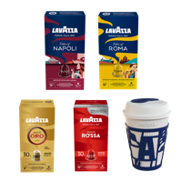 Proefpakket Lavazza - 80 koffiecapsules + Travelmug - thumbnail