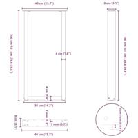 Bartafelpoten 2 st U-vormig 40x(100-101) cm staal naturel - thumbnail