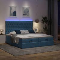 Ottoman bed met matrassen en LED's 160x200cm fluweel - thumbnail