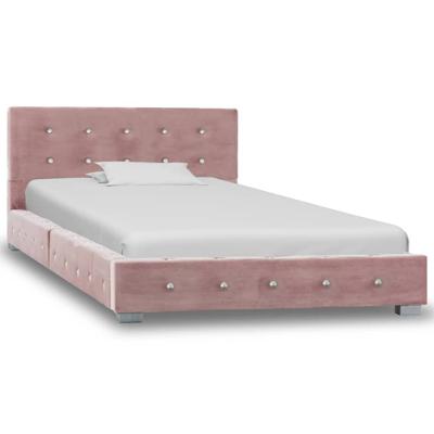 vidaXL Bedframe fluweel roze 90x200 cm vidaXL Bedframe fluweel roze 90x200 cm