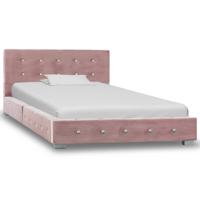 vidaXL Bedframe fluweel roze 90x200 cm - thumbnail