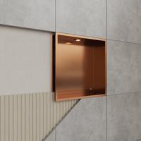 Inbouwnis BWS Alfie 30x30 cm Met LED Verlichting Geborsteld Koper - thumbnail