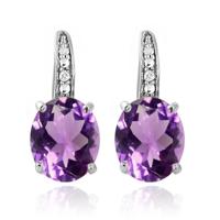 Cilla Jewels 925 Zilveren Oorbellen met Grote Paarse Amethyst Steen - thumbnail