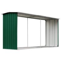VidaXL Haardhoutschuur 330x92x153 cm gegalvaniseerd staal groen - thumbnail