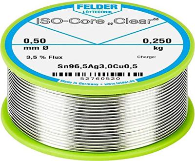 Felder ISO-Core Clear SAC305 Soldeertin Spoel Sn96,5Ag3Cu0,5 0.250 kg 0.5 mm