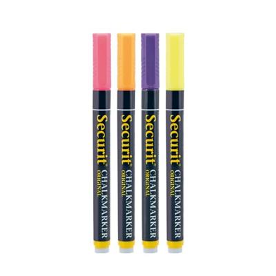 Krijtstift Securit SMA-100 rond 1-2mm geel/oranje/roze/paars blister à 4 stuks