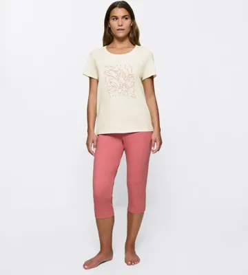 Shortama dames - Capri - PK X 02 - Katoenen capri zomer pyjama dames - 36 - Groen - 36