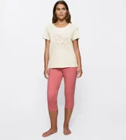 Shortama dames - Capri - PK X 02 - Katoenen capri zomer pyjama dames - 36 - Groen - 36 - thumbnail