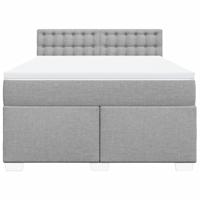 Boxspring met matras stof lichtgrijs 140x200 cm - thumbnail