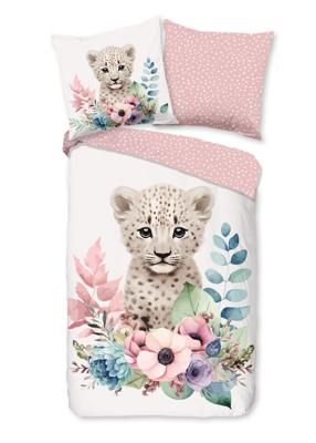 Good Morning Kinderdekbedovertrek "bloemen met een luipaard" - Multi - (135x200 cm) - Katoen