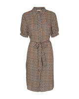 FREEQUENT blousejurk FQZIA-DR met all over print en ceintuur beige/zwart - thumbnail