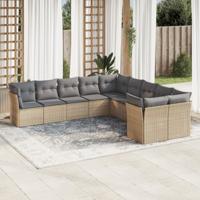 11-delige Tuinset met kussens poly rattan beige - thumbnail