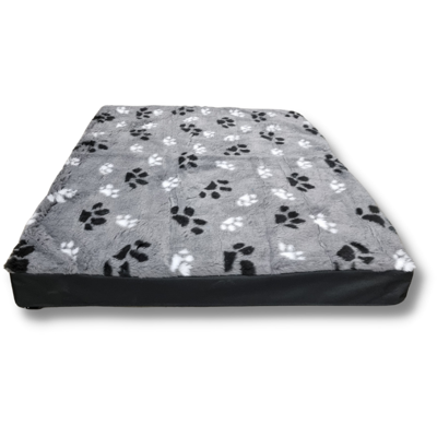 Topmast Blokkussen Hondenmatras 80 x 55 x 10 cm Vetfleece Grijs voetprint Topmast Blokkussen Hondenmatras 80 x 55 x 10 cm Vetfleece Grijs voetprint