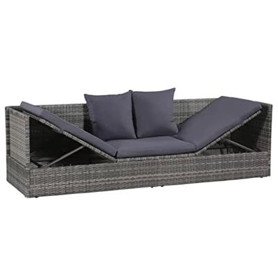Loungebed 200x60x58 cm poly rattan grijs Loungebed 200x60x58 cm poly rattan grijs