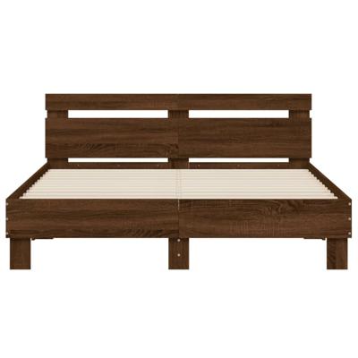 Bedframe met hoofdeinde bewerkt hout bruineikenkleur 140x200 cm