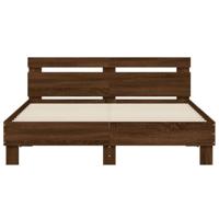 Bedframe met hoofdeinde bewerkt hout bruineikenkleur 140x190 cm - thumbnail