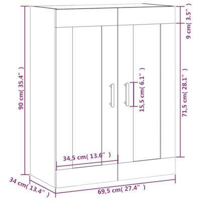 Wandkast 69,5x34x90 cm bewerkt hout wit - thumbnail