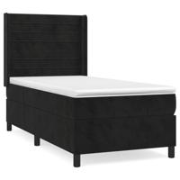 Boxspring met matras fluweel zwart 90x190 cm - thumbnail