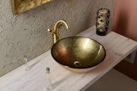Wastafelmengkraan Sapho Antea 2-knop Gebogen Hoog 30 cm Brons (incl. pop-up waste) - thumbnail