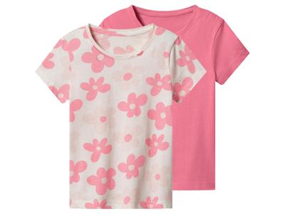 lupilu Set van 2 kinder T-shirts (Roze/wit, 122/128)